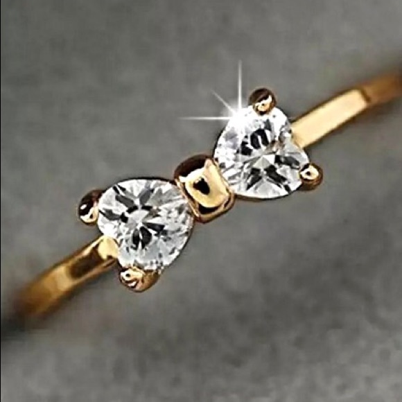 Jewelry - Crystal Gold Bow Engagement Cubic Zirconia Ring